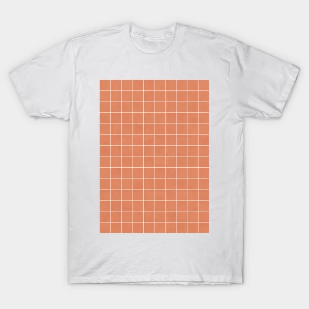 Small Grid Pattern - Coral T-Shirt by ZoltanRatko